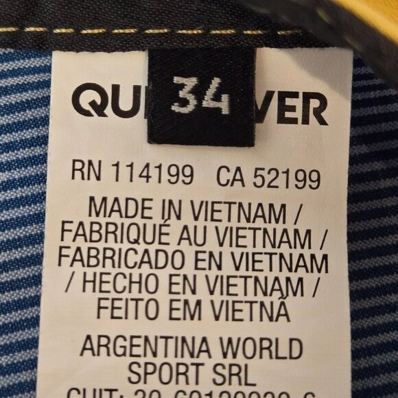 Quiksilver high Line Board Shorts Mens 34 Dryflight Blue Yellow stretch Beach - Picture 4 of 14